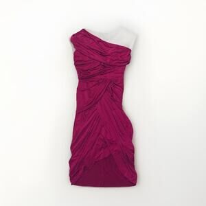 Tadashi Shoji Rose Fuschia Ruched Draped Dress Medium NWT